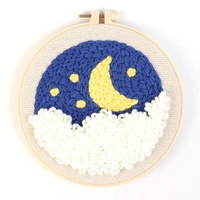 moon punch needle embroidery kit beginner punch needle kit with 8 adjustable hoop yarn burlap with pattern english manual