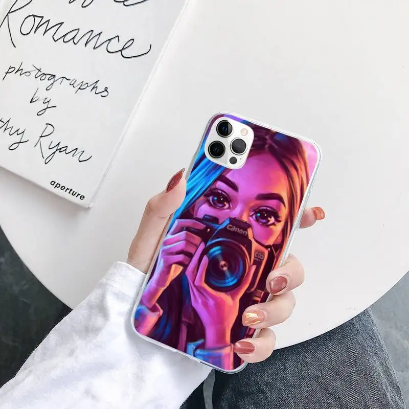 

Aircraft Travel Happy Girl Phone Case For iPhone 7 8 Plus 11 12 ProMax X XR XS Max Back Cover