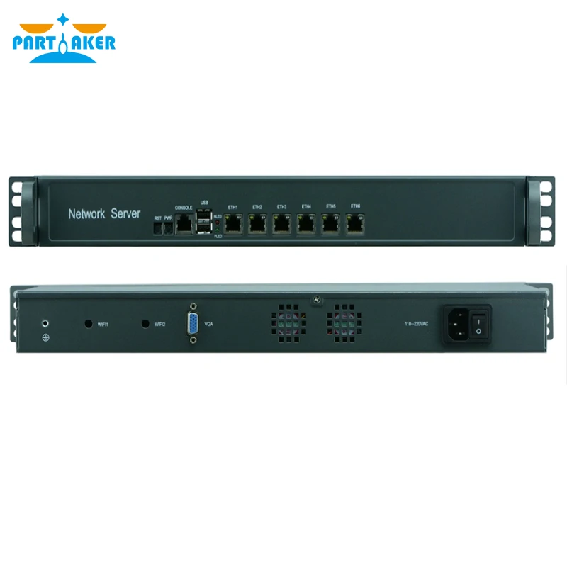 Причастник F4 Intel Celeron 3855U pfsense брандмауэр дешевый мини сервер компьютер с 6 intel 1000M LAN