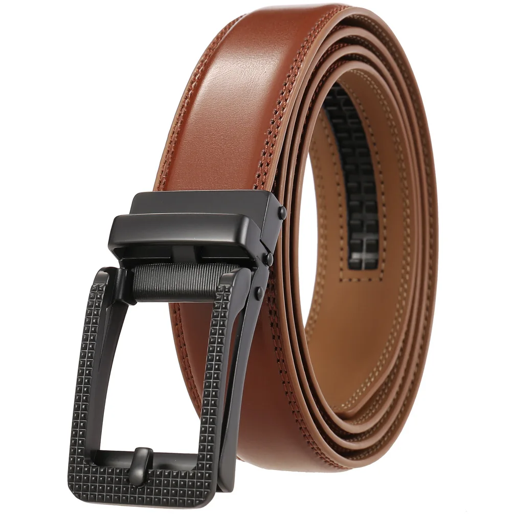 

High Quality Click Men Belt Automatic Buckle Genuine Leather Cowhide Jeans Accessories Belts Youth Waistband 3.1cm G33-23427-2