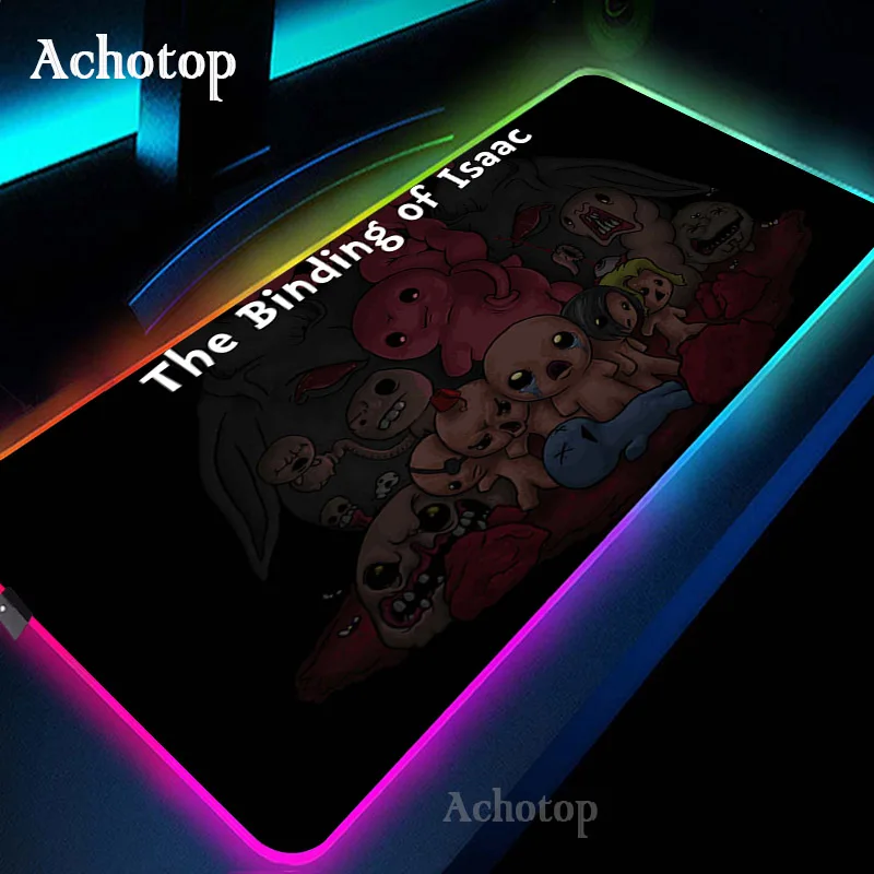 

The Binding Of Isaac LED Light Mousepad RGB Keyboard Cover Desk-mat Colorful Surface Mouse Pad Waterproof World Computer Gamer