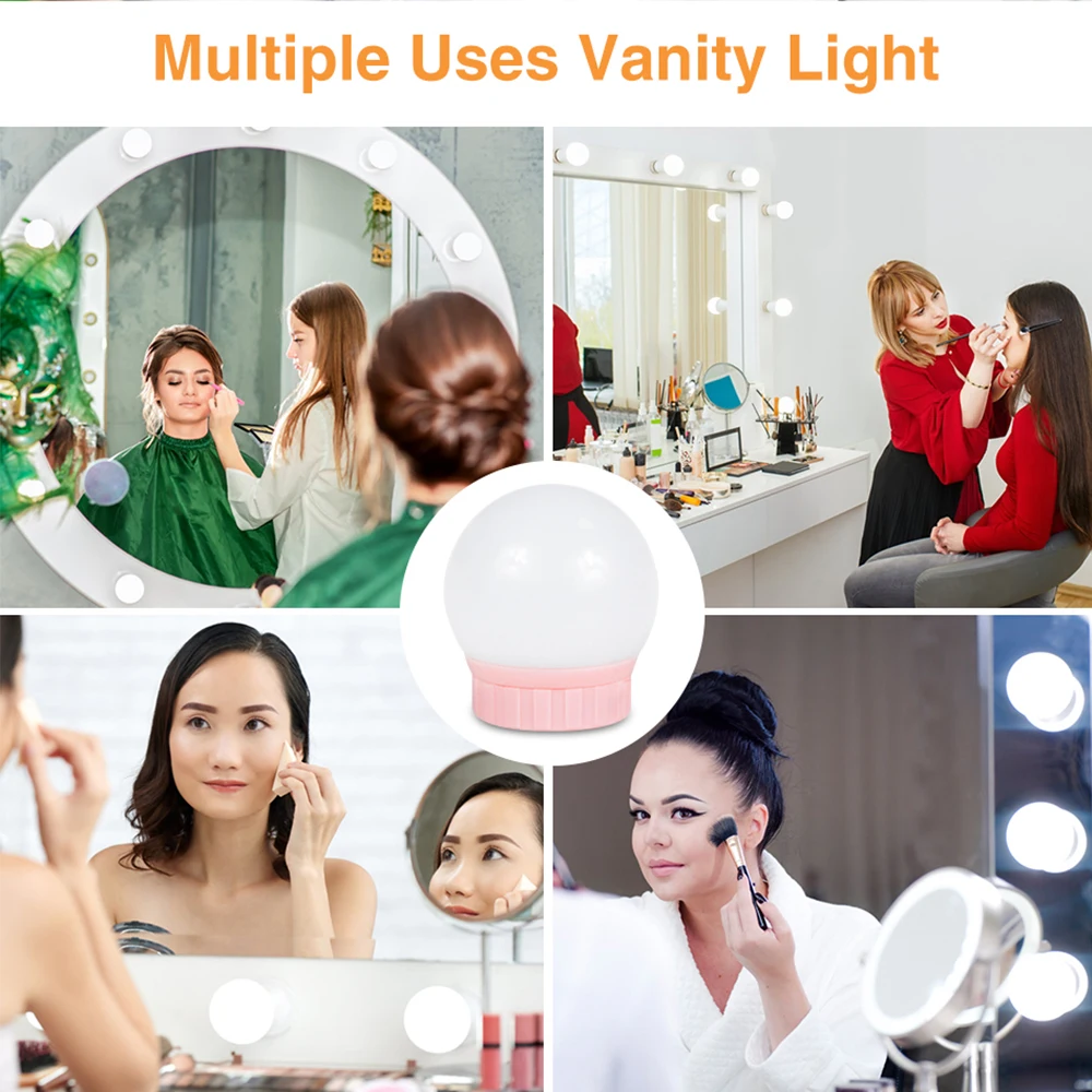 

Hollywood Dimming Makeup Mirror Light Led Touch Vanity Dressing Table Lamp Bulb USB 5V Make Up Mirror Wall Lamp