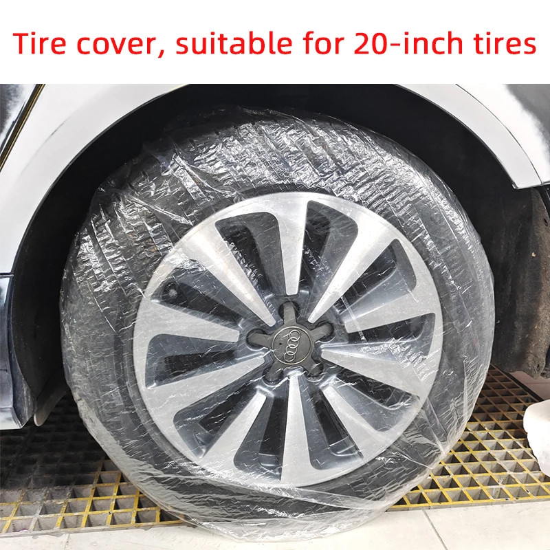

15-21 Inch Automobile Disposable Tire Plastic Protective Cover Spray Painted Transparent Bag Wheel Hub General Spare Tire Cover