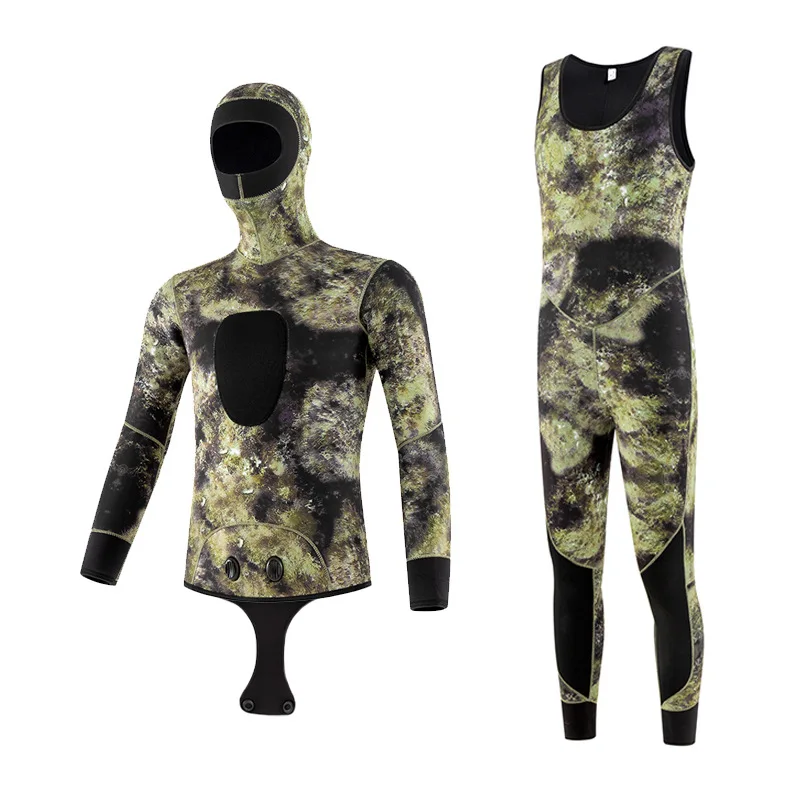3MM / 5MM Neoprene Wetsuit Scuba Camouflage diving suit winter thermal 2 pieces Wetsuit men spearfishing Snorkeling swimsuit