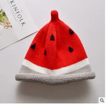 

10pcs/lot korean style children casual watermelon cap girl boy knitted autumn winter cap