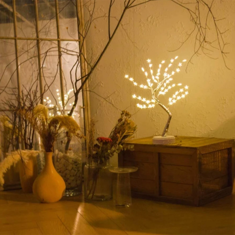 

72LED Bonsai Tree Light,Artificial Tabletop Lighted Leaf Tree USB Press Switch Warm Fairy Light Tree Lamp for Home