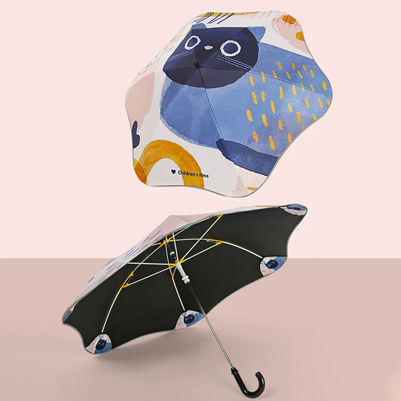 Cartoon Kids Umbrella Anti UV Safe Children Rain Ultralight Beach Sun Umbrellas Windproof 6 Ribs Fillet Edge Parasol | Дом и сад