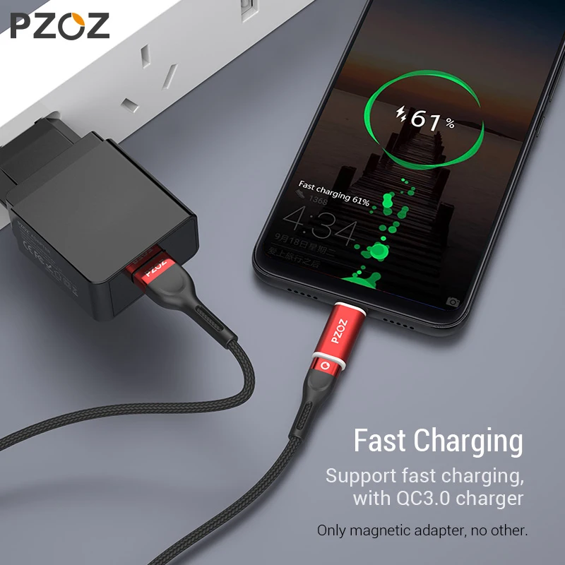 PZOZ Магнитный Кабель-адаптер Micro usb адаптер для быстрой зарядки телефона Microusb type-C магнитное зарядное устройство usb c для iphone xiaomi type C