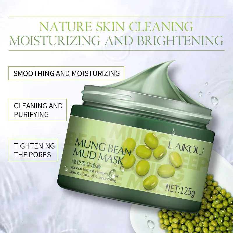 

Face Mask Mung Bean Mud Masks Facial Mask Moisturizing Anti Acne Removal Blackhead Oil-control Shrink Pores Face Skin Care