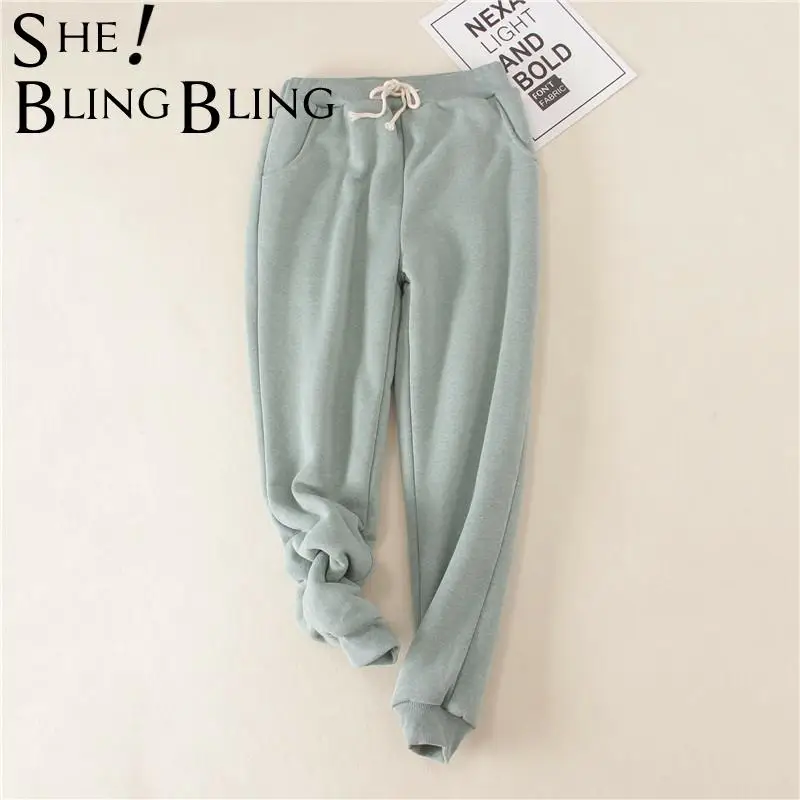 SheBlingBling размера плюс спортивные брюки 2021 весна зима толстые флисовые
