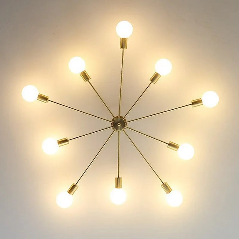 

Europe Luxury Led Chandeliers 8 Pendants Star Golden Metal Home Indoor Lighting Bedroom Living Room Kitchen E26/27 Decor Lamp