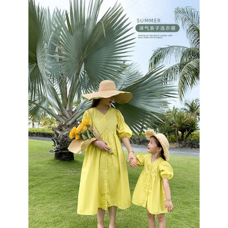 

Летнее платье для девочек, платье для родителей и детей, новая модная юбка принцессы с короткими рукавами для матери и женщины