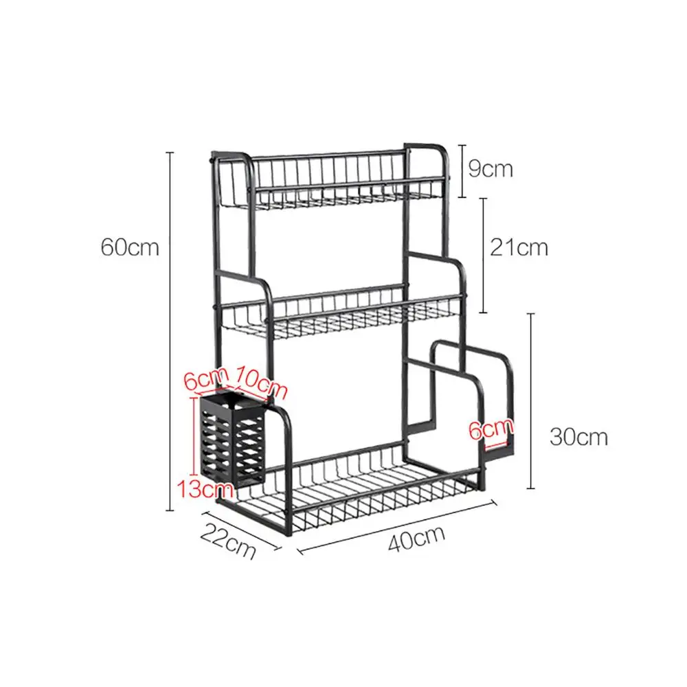 

Wrought Iron Multi Layers Kitchen Spice Racks Multifunctional Chopsticks Basket Large Cutting Board Holder Kitchen Organizers