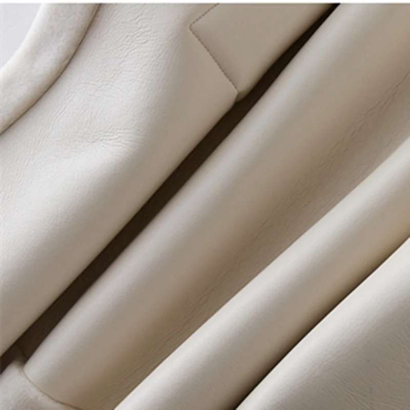 

Coat Superior quality Real Fur Winter Women Coat Lambswool Fur Jacket Mink Fur Pocket PU Lining Korean Elegant Long Wool Tops