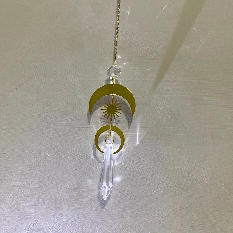 

Crystal Suncatcher Window Prism Decor Sun Catching Ornament, Rainbow Maker Window Hanging Home Office,Amethyst Sun Moon Pendant