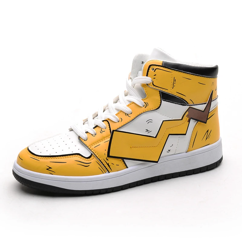 

2020 Women Sneakers Personality Cartoon Pattern High Top Leather Skateboard Shoes Big Older Boys Casual Walking Shoe 35-40 Size