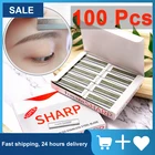 Лезвия для перманентного макияжа, триммер для бровей, микроблейдинга, специальная бритва Maquiagem, скребок для бровей из нержавеющей стали, 100 шт.бейби браши для бровей,перманентный макияж,