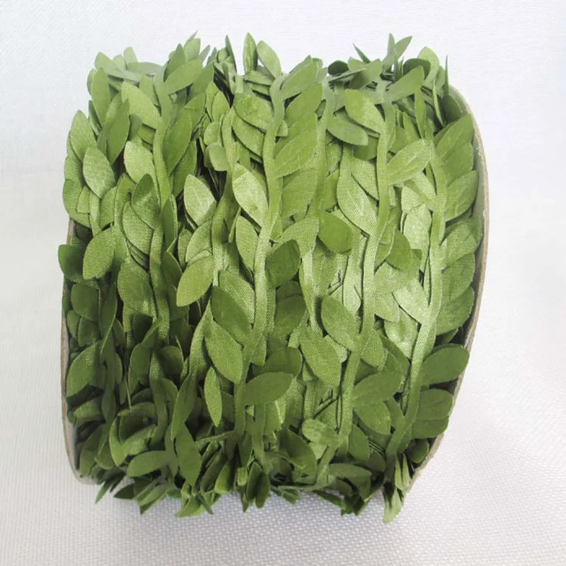 10m green leaf decoration rope ribbon retro country wedding party home fabric weaving decoration gift wrapping rope diy free global shipping