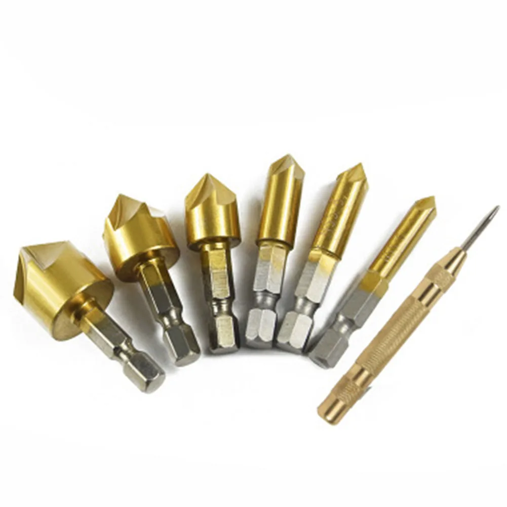 Hex Shank 7PCS Sink Chamfer Cutter Countersink Drill High speed steel 6mm-19mm | Инструменты