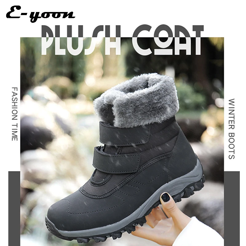 

E-yoon 2021 Snow Boots Waterproof Ankle Boots For Women Boots Female Winter Shoes Booties Plush Warm Mother Shoes Boots Mujer