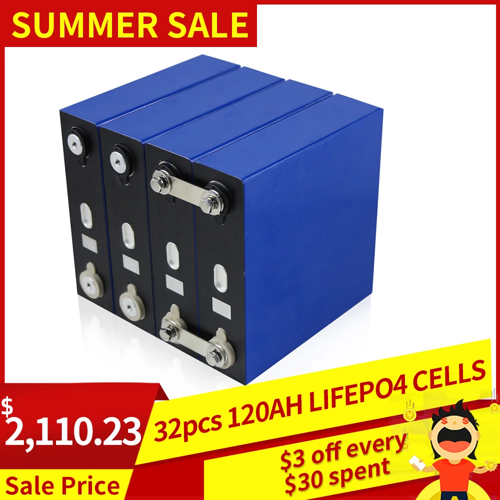

OGREEN защиты 32 шт. 3,2 V 120AH абсолютно новый фосфат сотовый Lifepo4 Перезаряжаемые Батарея пакет цикл 4000 во время проведения с помощью солнечной бат...