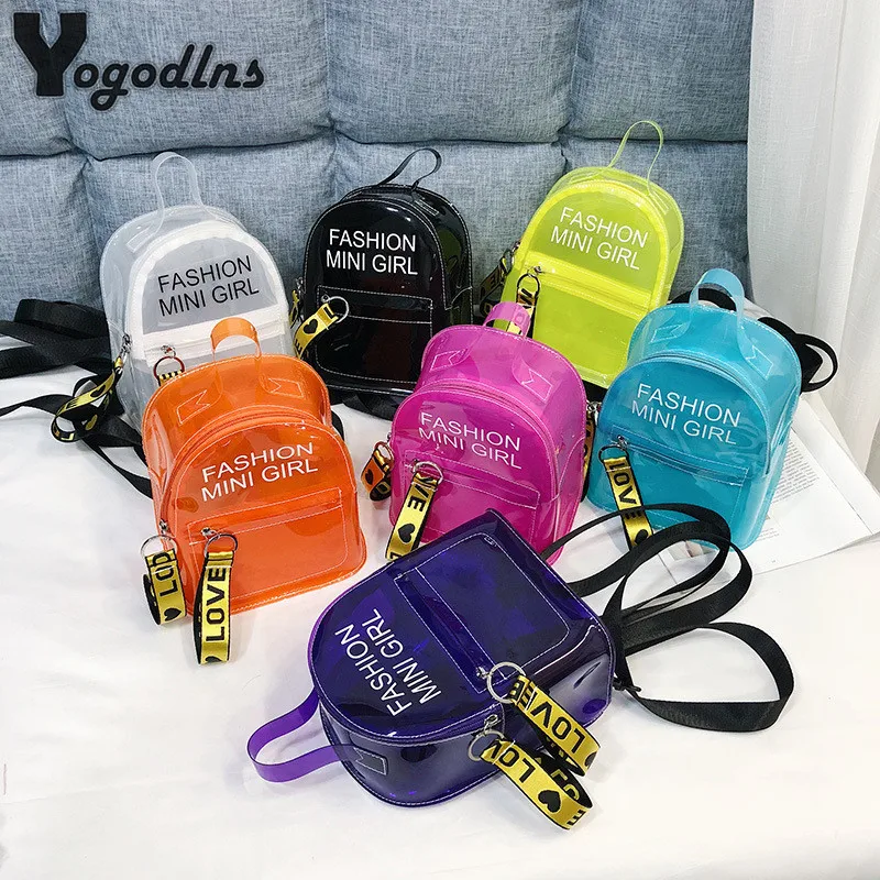 Женский прозрачный рюкзак для ребенка маленький из ПВХ Желейный с буквенным