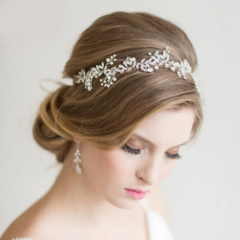 

NiuShuya Crystal Bead Flower Bride Headbands Handmade Pearl Princess Wedding Bridal Hairbands Hair Accessories Tiaras
