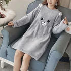Женская зимняя утепленная фланелевая ночная рубашка с длинным рукавом, милая одежда для сна с мультяшным изображением медведя, милая Студенческая одежда Jy8 21, Прямая поставка
