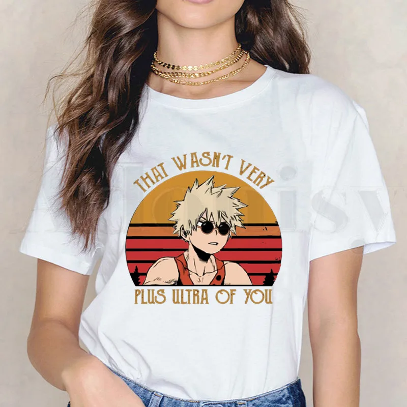 My Hero academic Bakugou Boku No Футболка Harajuku Повседневная белая футболка женская новая