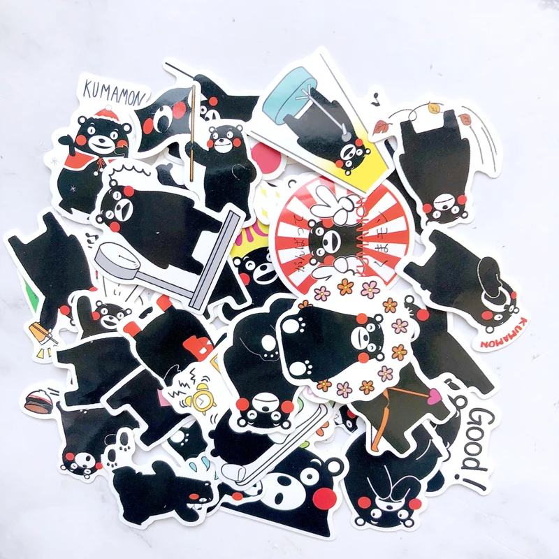 36 шт. милый каваи японский Kumamon стикер s мультфильм Rilakkuma ПВХ черная наклейка с