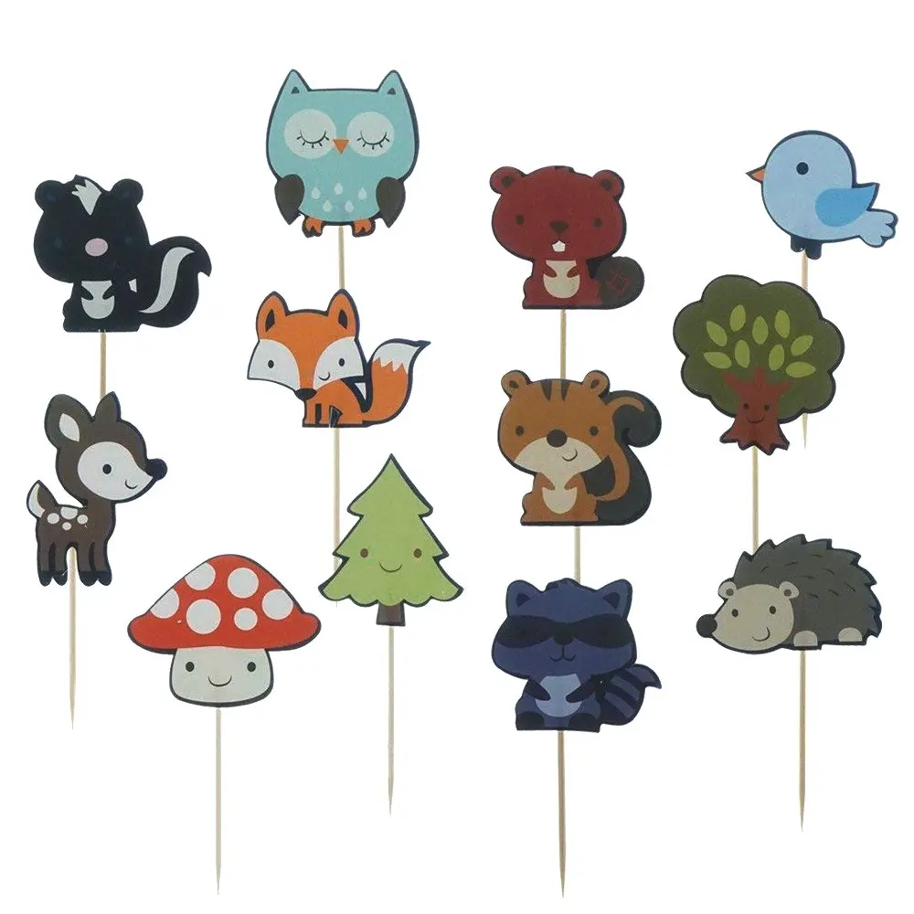 Лесное создание тема торт вилка верхний лес животное друзья верхние пики для дня