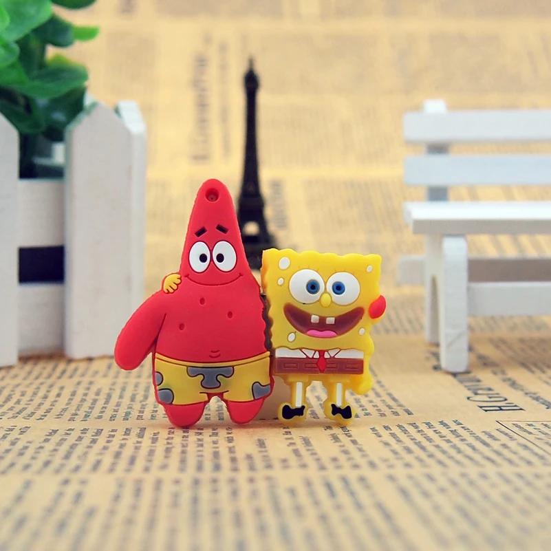 2017 New arrival cute SpongeBob USB Flash drive 128mb/4gb/8gb/16gb/32gb/64gb pen real capacity usb2.0 cartoon memory stick | Компьютеры и