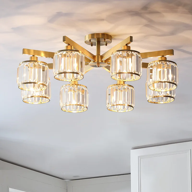 Современная роскошная хрустальная люстра для гостиной ресторана Медный