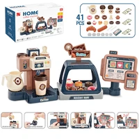 light outflow water simulation cash register coffee machine dessert shop 3in1 shopping set play house kids toys games for girls