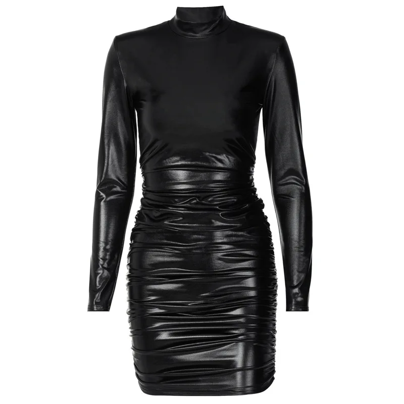 

CocoFlower Fashion Sexy Slim Dress Ruffled Long Sleeved Dress Woman Sexy Skirt
