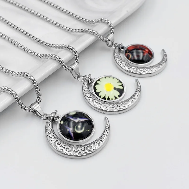 

Couple Pendants Zodiac Sign Pendant Necklace Stainless Steel luminous constellation Chain Necklace For Couple Fashion Jewelry
