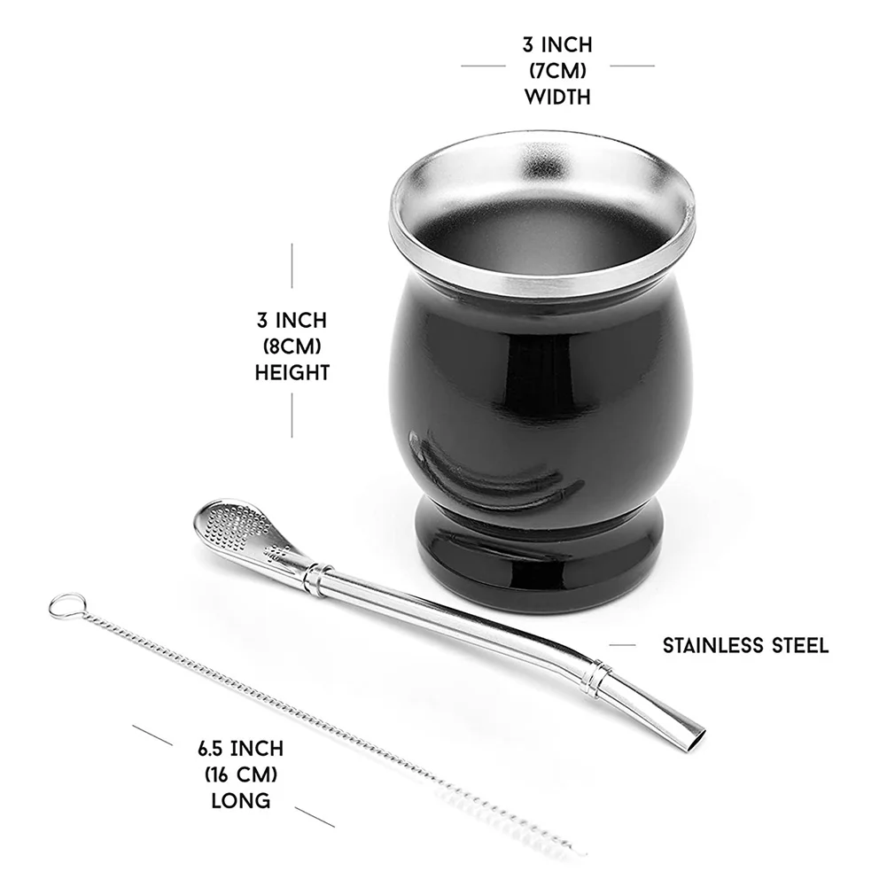 Набор термоизоляционных чайных чашек с двойной стенкой и соломинкой 8 унций