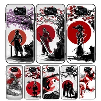 japanese red sun anime for xiaomi poco x3 nfc m3 m2 x2 f3 f2 pro c3 f1 mi play mix 3 a2 a1 6x 5x black soft phone case