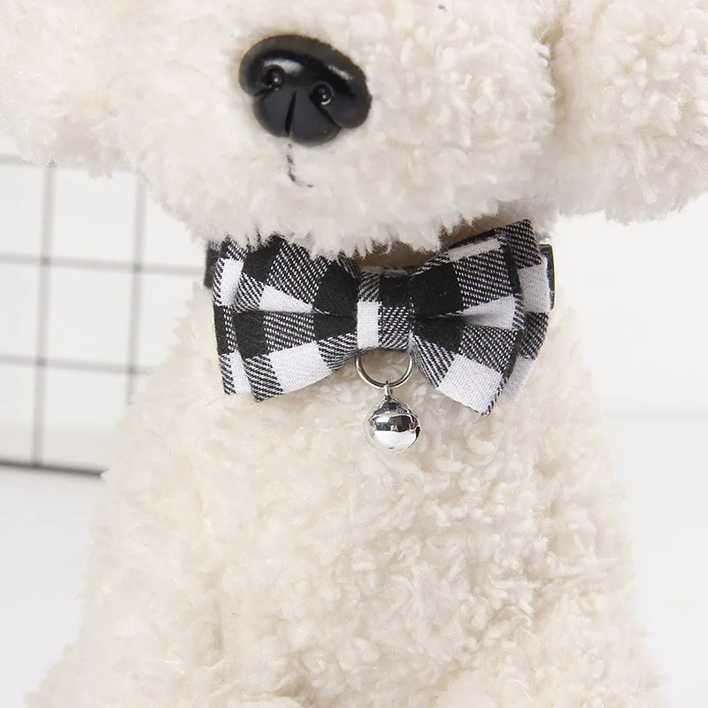 Цветной клетчатый ошейник для маленьких собак ожерелье с колокольчиками в