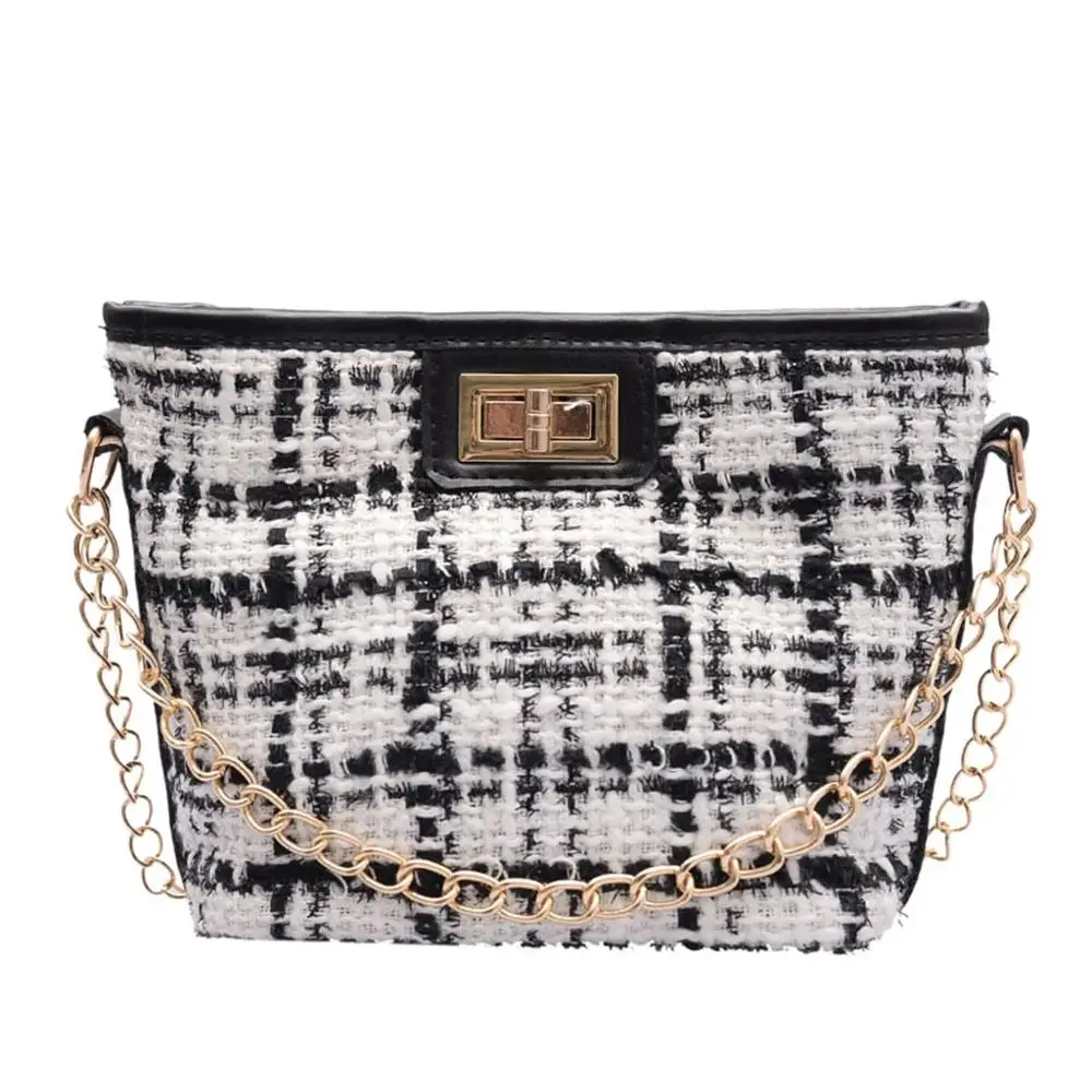 Модная черно-белая сумка через плечо на цепочке женская клатч Женская трендовая