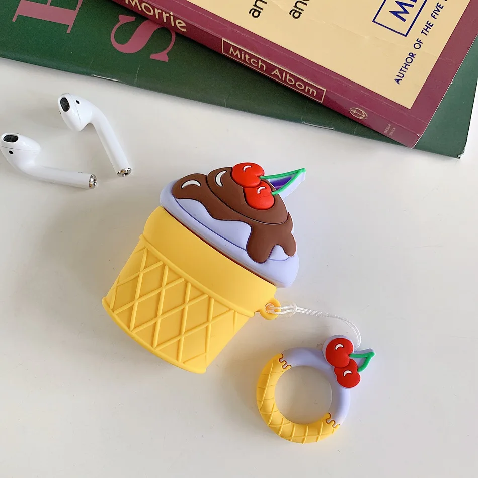 ice cream A4 Для AirPods чехол Boba Milk tea беспроводной чехол для наушников для Airpods 2 Защитная крышка Милая бутылка для напитков с кольцом на палец - Цвет: ice cream A4