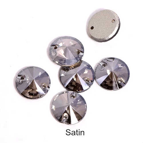 001SA-Satin 40pcs AAAAA Quality 12mm Round Rivoli Glass Sew On Rhinestones Flatback Crystal Sewing Strass for DIY Wedding Dress B1248 - Цвет: 001SA-Satin