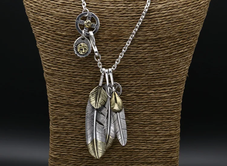 Однотонное длинное ожерелье из стерлингового серебра 925 пробы для мужчин в