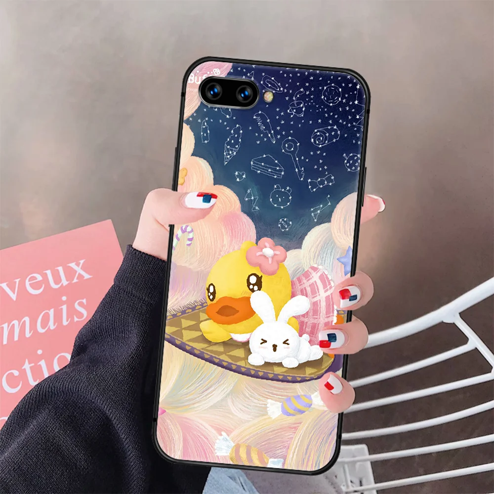 

Cartoon Cute Duck B Yellow Phone Case Cover Hull For HUAWEI Honor 8 8c 8a 8x 9 9a 9x V10 MATE 10 20 I Lite Pro black Prime Soft