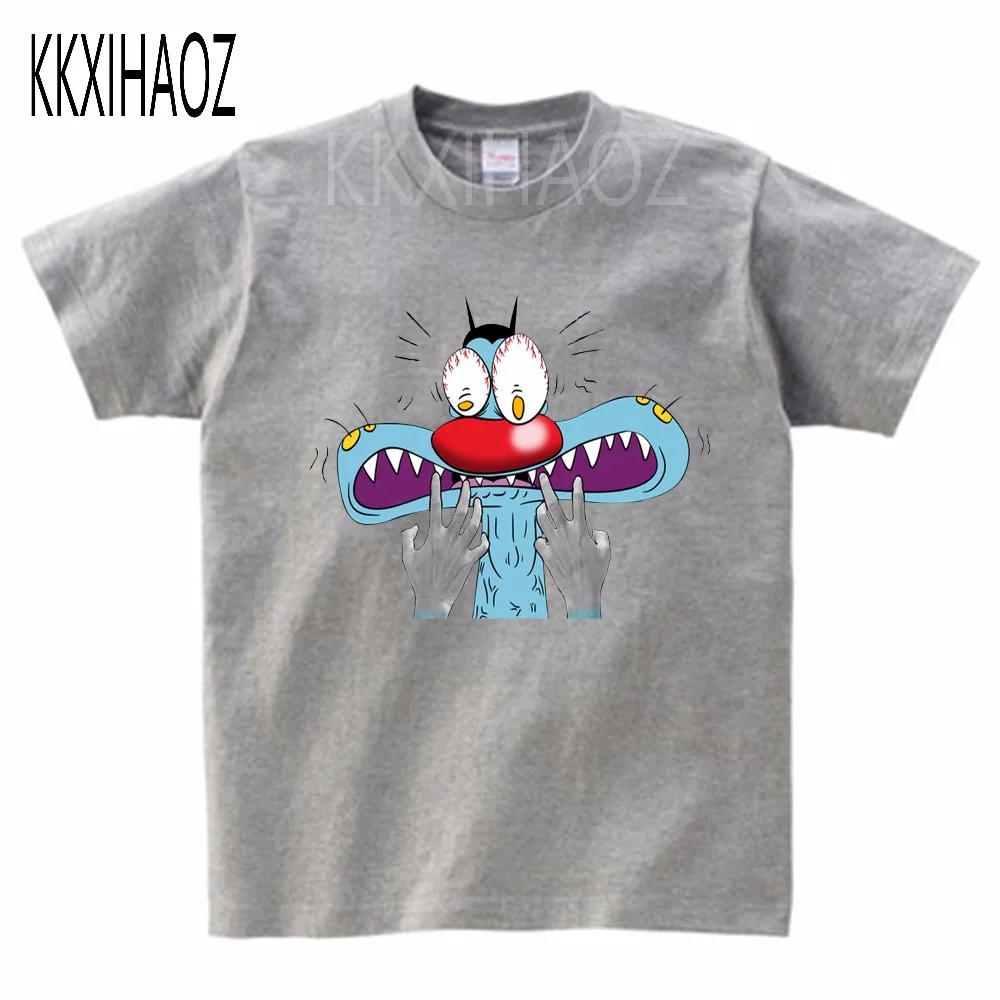 

Children's summer T-shirt boys and girls breathing exercises T-shirt children's cotton print T-shirt Oggy and the Cockroaches