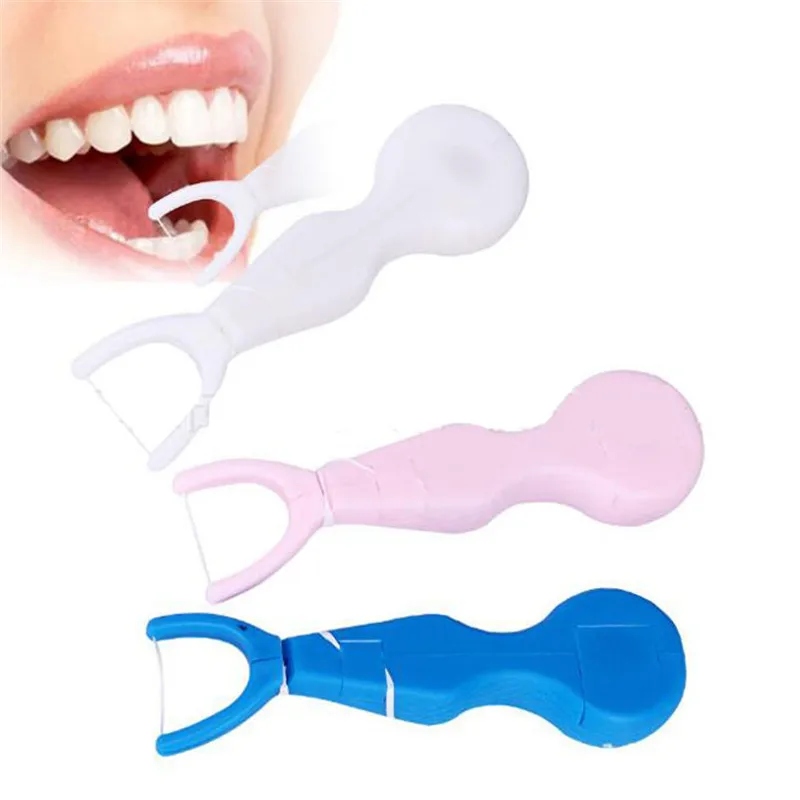 

1PC Portable Teeth Oral Care Cleaner Dental Cleaning Tool Dental Floss Plastic Rack With Dental Floss Tooth Accessories