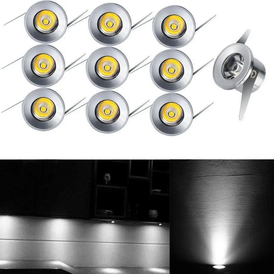 

moonlux 10pcs 1W LED Recessed Small Cabinet Mini Spot Lamp Ceiling Light