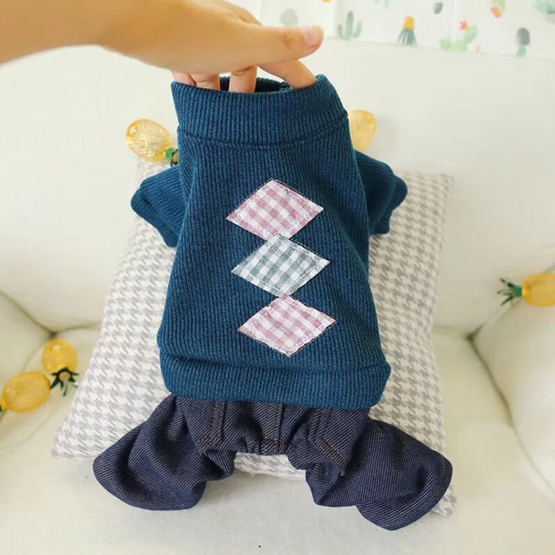 Милый комбинезон для маленькой собаки Униформа свитер со щенком повседневный