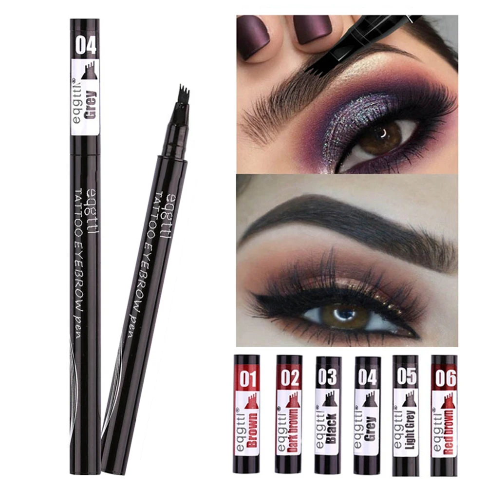 

Women Makeup Sketch Liquid 4-Claw Eyebrow Pencil Waterproof Brown Eye Brow Tattoo Dye Tint Pen Liner Long Lasting Eyebrow