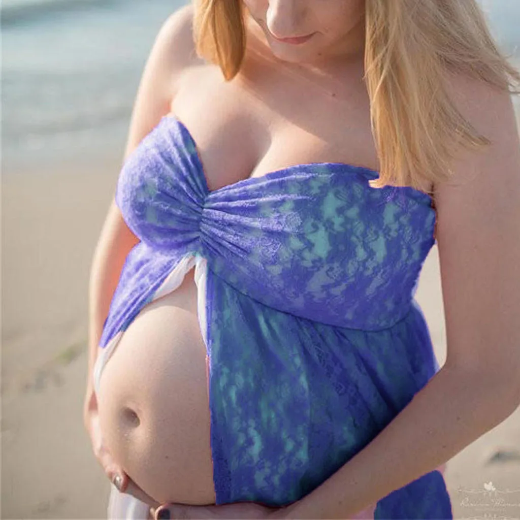 

Summer Fashion Maternity Women Pregnants Sexy Maxi Long Lace Dresses Photography Props Sleeveless Pregnant Solid Lace Dress